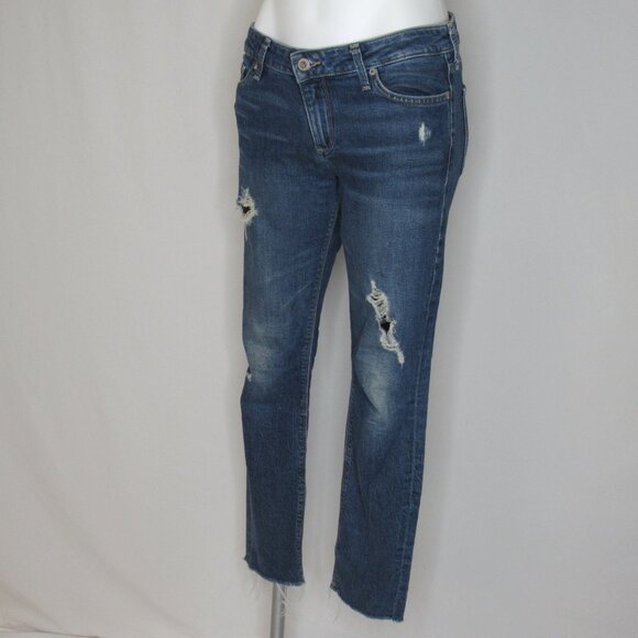 Lucky Brand LOLITA SKINNY Blue Raw Hem Distressed Jeans Women's 6 28 - Picture 2 of 9